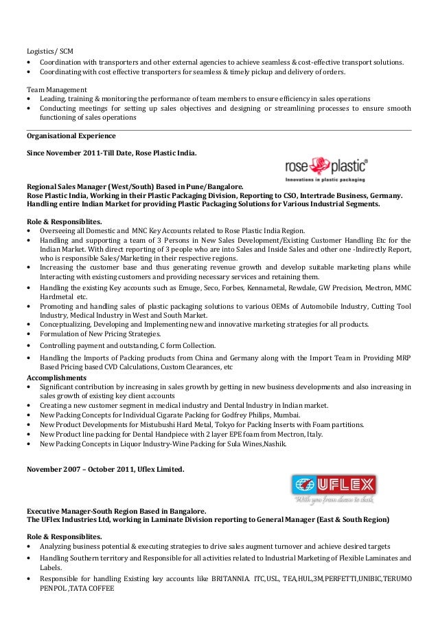 industrial sales manager resume