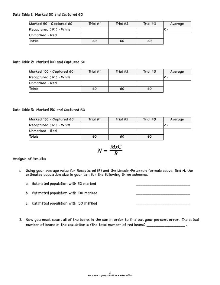 Mark And Recapture Formula - slidesharedocs