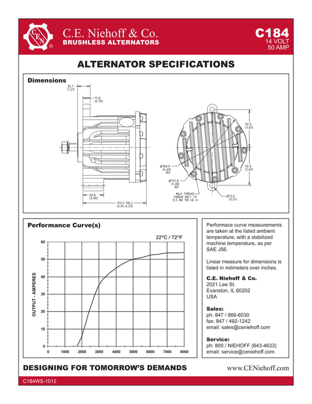 C184 Niehoff Alternator Specifications PDF