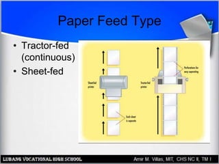 Paper Feed Type
• Tractor-fed
(continuous)
• Sheet-fed
 