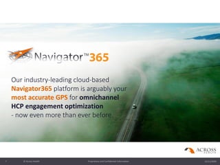 12/11/2020Proprietary and Confidential Information© Across Health7
Our industry-leading cloud-based
Navigator365 platform ...