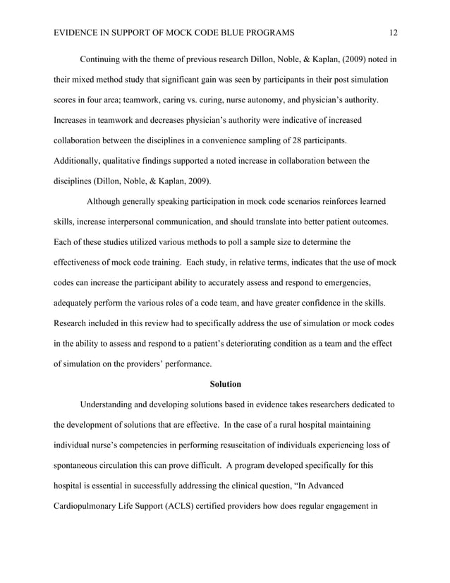 Evidence in Support of Mock Code Blue Programs | PDF | Heart and ...