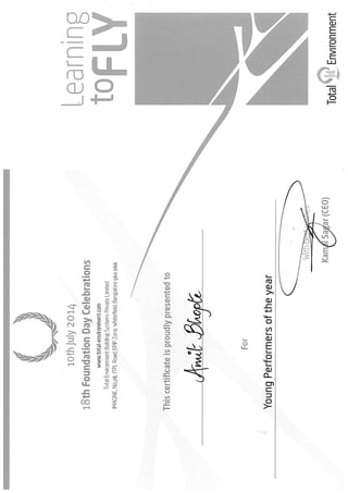 Young perfoemer certificate Total Environment
