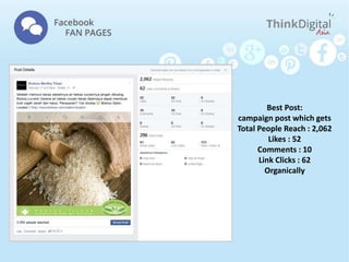 Best Post:
campaign post which gets
Total People Reach : 2,062
Likes : 52
Comments : 10
Link Clicks : 62
Organically
 