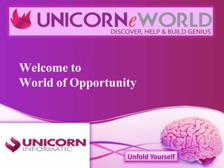 Welcome to
World of Opportunity
Unfold Yourself
 