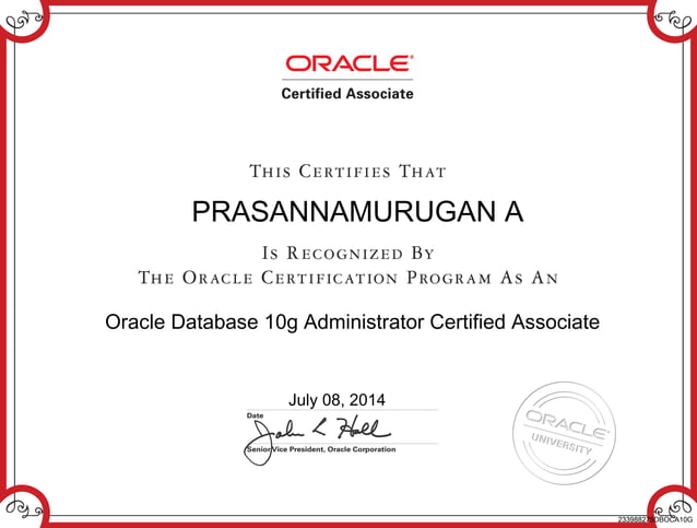 PRASANNA_ORACLE CERTIFIED ASSOCAITE | PDF