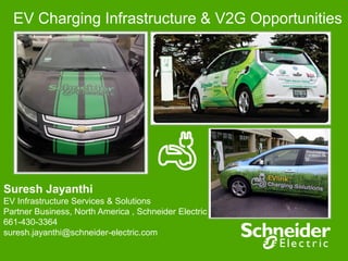 EV Charging Infrastructure & V2G Opportunities
Suresh Jayanthi
EV Infrastructure Services & Solutions
Partner Business, North America , Schneider Electric
661-430-3364
suresh.jayanthi@schneider-electric.com
 