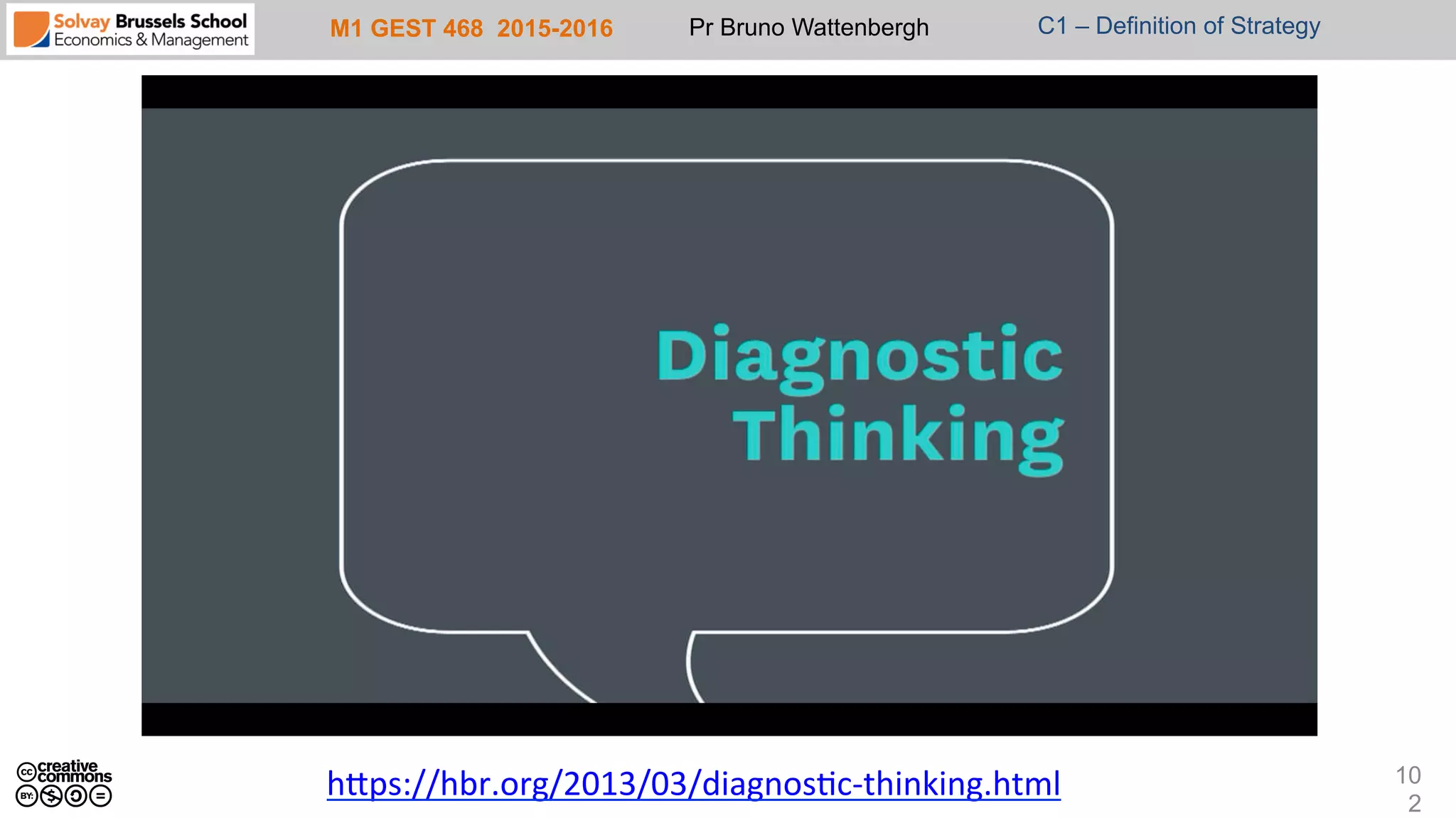 M1 GEST 468 2015-2016 Pr Bruno Wattenbergh C1 – Definition of Strategy
10
2
hXps://hbr.org/2013/03/diagnos<c-­‐thinking.html	
  	
  
 