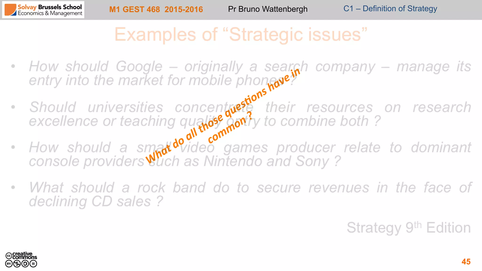 M1 GEST 468 2015-2016 Pr Bruno Wattenbergh C1 – Definition of Strategy
45
 
