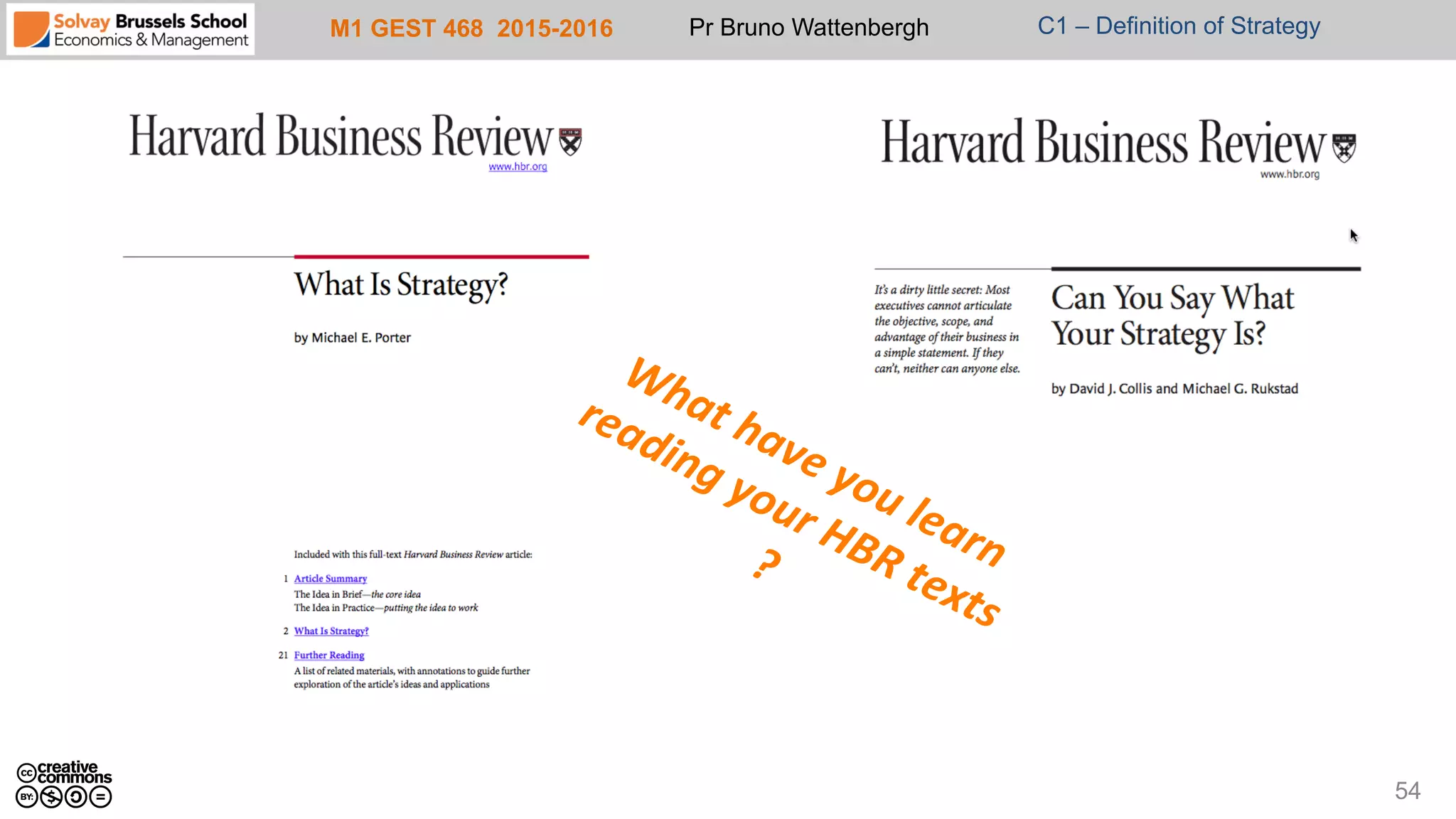 M1 GEST 468 2015-2016 Pr Bruno Wattenbergh C1 – Definition of Strategy
54
 