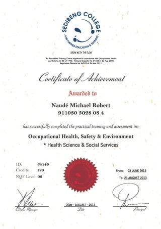Occupational Health, Safety & Environment