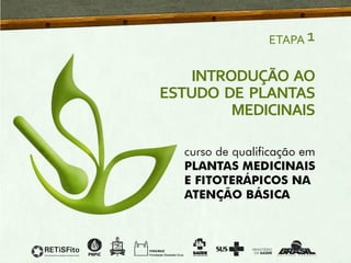 ETAPA 1
INTRODUÇÃO AO
ESTUDO DE PLANTAS
MEDICINAIS
 