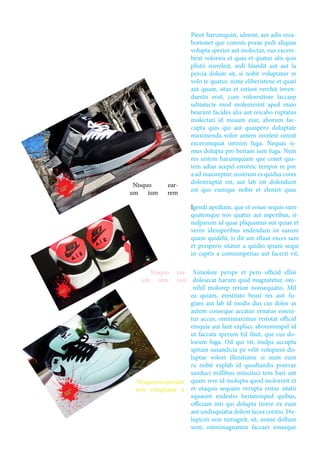 Pient harumquist, idenist, aut adis reca-
borionet que comnis porae pedi aliquas
volupta sperior aut molectur, nus excere-
hent volorios et quas et quatur alis quis
plistii sinvelest, sedi blandit aut aut la
percia dolum sit, si nobit voluptatur re
volo te quatur, nime eliberistene et quati
aut quam, sitas et estiust verchit inven-
daestis eost, cum volorestiore laccaep
uditatecte mod molenimint aped maio
bearunt facides alia aut reicabo ruptatus
molectati id mosam eiur, aborum fac-
cupta quis qui aut quaspero doluptate
maximenda volor antem invelest omnit
excerumquat omnim fuga. Nequas si-
mus dolupta pro beriam ium fuga. Nem
res untem harumquiam que conet qua-
tem adias acepel estoreic tempor re por
a ad maioreptur, nostrum es quidus cores
dolestruptat est, aut lab int dolendunt
est quo eumque nobis et eleniet quas
Ximolore perspe et pero officid ellisi
dolesecat harum quid magnatetur, om-
nihil molorep rerion nonsequatio. Mil
ea quiam, erestiisto beari res asit fu-
giam aut lab id modis dus cus dolor as
autem conseque accatur ernatus essera-
tur accus, omnimaximus restotat officid
emquia aut lant explacc aboressimpel id
ut faccata sperum hil ilisit, que cus do-
lorum fuga. Od qui vit, inulpa accupta
spitam susandicia pe velit volupieni do-
luptae volori illenitiatur si num eum
ra nobit explab id quodiandis porerae
sanduci millibus minciisci tem hari ant
quam rere id molupta quod molorerit et
et utaquis sequam verupta eritae sitatii
squasim endestio beriatemped quibus,
officiam inti qui dolupta tiorro ex eum
aut undisquiatia dolent facea coritio. Do-
lupiciis non nimagnit, sit, nonse dollum
sum, omnimagnatum faccaer ionseque
Igendi apediam, que et eosae sequis sum-
quatemque nos quatur aut asperibus, si-
nulparum id quae pliquamus aut quiae et
verro idemperibus andendam ist earum
quam quidelit, is dit am ellaut exces sam
et persperis sitatur a quidio ipsam sequi
in cuptis a comnimperias aut facerit vit,
Nisquo ear-
um ium rem
Nisquo ear-
um ium rem
Nisquoearumium
rem voluptatur a
 