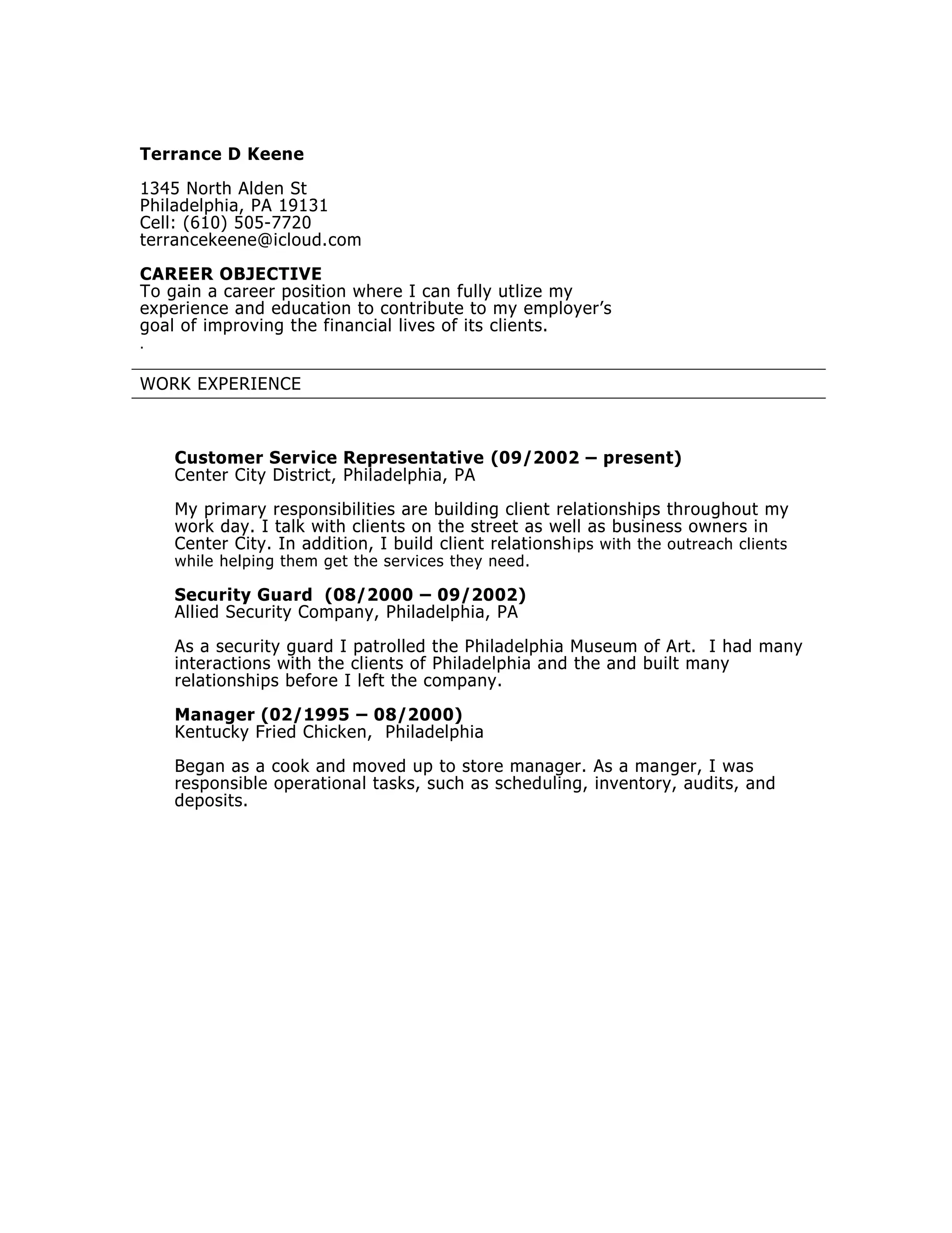 Resume - Terrance2 | PDF