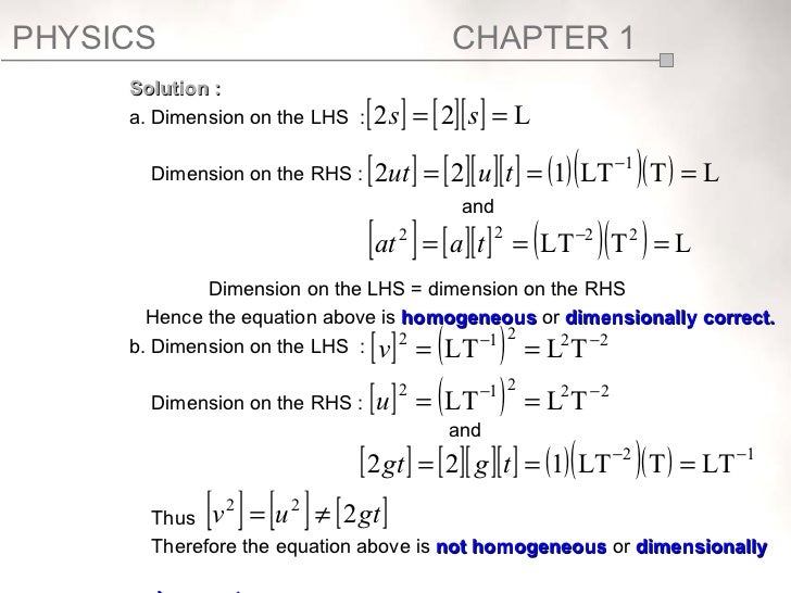 Which Of The Following Equations Are Dimensionally Consistent? C1h2