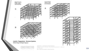 CAPÍTULO 1: SISTEMAS ESTRUCTURALES
CURSO: ESTRUCTURACIÓN, PREDIMENSIONAMIENTO Y ANÁLISIS
DE EDIFICIOS
ING. CHRISTIAN ASMAT GARAYCOCHEA
FUENTE: Tragsysteme - Structure Systems.
Heino Engel & Ralph Rapson
116
 