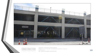 CAPÍTULO 1: SISTEMAS ESTRUCTURALES
CURSO: ESTRUCTURACIÓN, PREDIMENSIONAMIENTO Y ANÁLISIS
DE EDIFICIOS
ING. CHRISTIAN ASMAT GARAYCOCHEA
122
 