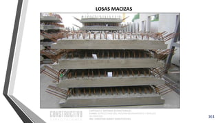 CAPÍTULO 1: SISTEMAS ESTRUCTURALES
CURSO: ESTRUCTURACIÓN, PREDIMENSIONAMIENTO Y ANÁLISIS
DE EDIFICIOS
ING. CHRISTIAN ASMAT GARAYCOCHEA
161
LOSAS MACIZAS
 
