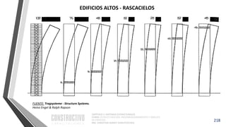 CAPÍTULO 1: SISTEMAS ESTRUCTURALES
CURSO: ESTRUCTURACIÓN, PREDIMENSIONAMIENTO Y ANÁLISIS
DE EDIFICIOS
ING. CHRISTIAN ASMAT GARAYCOCHEA
218
EDIFICIOS ALTOS - RASCACIELOS
FUENTE: Tragsysteme - Structure Systems.
Heino Engel & Ralph Rapson
 
