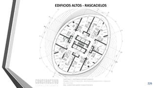 CAPÍTULO 1: SISTEMAS ESTRUCTURALES
CURSO: ESTRUCTURACIÓN, PREDIMENSIONAMIENTO Y ANÁLISIS
DE EDIFICIOS
ING. CHRISTIAN ASMAT GARAYCOCHEA
226
EDIFICIOS ALTOS - RASCACIELOS
 