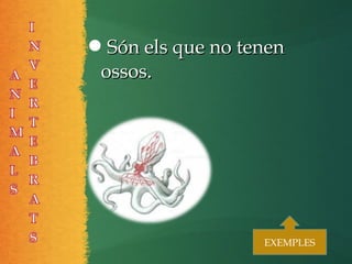 Són els que no tenenSón els que no tenen
ossos.ossos.
EXEMPLESEXEMPLES
 
