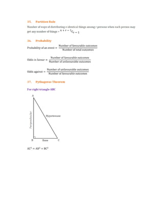 Maths Top 50 Formulas | PDF