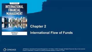 Chapter 2
International Flow of Funds
Jeff Madura, International Financial Management, 14th Edition. © 2021 Cengage. All Rights Reserved. May not be scanned,
copied or duplicated, or posted to a publicly accessible website, in whole or in part.
 