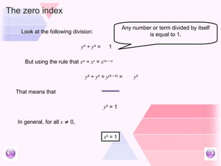 Zero Indices Example its a grade 8 math ppt, which is about powers and indices | PPT