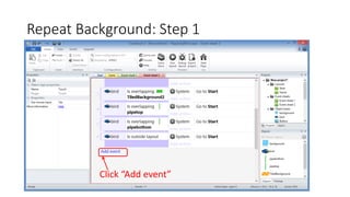 Repeat Background: Step 1
Click “Add event”
 