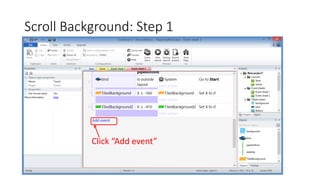Scroll Background: Step 1
Click “Add event”
 