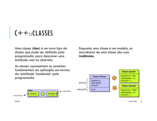 C++::FUNÇÕES
Ao invés de repetir-se código, o uso de
funções não apenas reduz a quantidade
de programa a ser escrito, mas melhora
sua abstração, facilita sua manutenção e
promove o reuso.
Observe que a definição da função
aparece no código antes de sua
utilização (no caso, antes do main).
#include <iostream>
using namespace std;
int LeInteiro(const char *msg) { // definição da função
int temp; // declaração var auxiliar
cout << msg; // exibe mensagem
cin >> temp; // lê valor
return temp; // retorna valor lido
}
int main() {
int valor1, valor2; // declaração de variáveis
// chamada da função e atribuição do valor retornado
valor1 = LeInteiro(“Valor1? ");
// chamada da função e atribuição do valor retornado
valor2 = LeInteiro(“Valor2? ");
// exibe valores lidos
cout << “Valor1:” << valor1 << endl
<< “Valor2:” << valor2 << endl;
return 0; // encerramento do programa
}
20/04/2017 (C) 2017, PJANDL. 78
Função que retorna
tipo primitivo
 