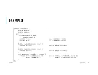 C++::FUNÇÕES INLINE
// Caixa-cpp
class Caixa {
public:
// campos públicos
// dimensões da caixa
double altura, largura, profundidade;
// informações para empilhamento
double peso;
int empilhamento;
// declaração implícita de método inline
double volume() {
return altura*largura*profundidade;
}
};
Funções podem ser declaradas inline. Se uma
função é assim declarada, o compilador substitui
cada chamada existente da função por uma
cópia de seu código. Com isso o código
produzido torna-se mais rápido, apesar de maior.
inline int Max(int x, int y) {
return (x > y)? x : y;
}
Funções-membro torna-se implicitamente inline se
definidas dentro da declaração da classe.
O uso do modificador inline pode ser aplicado à
funções comuns ou funções-membro declaradas
externamente.
20/04/2017 (C) 2017, PJANDL. 99
 