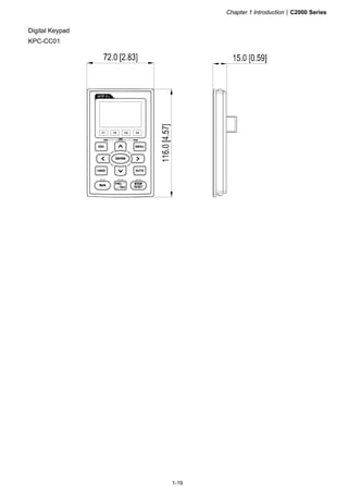 Chapter 1 Introduction|C2000 Series
1-19
Digital Keypad
KPC-CC01
 