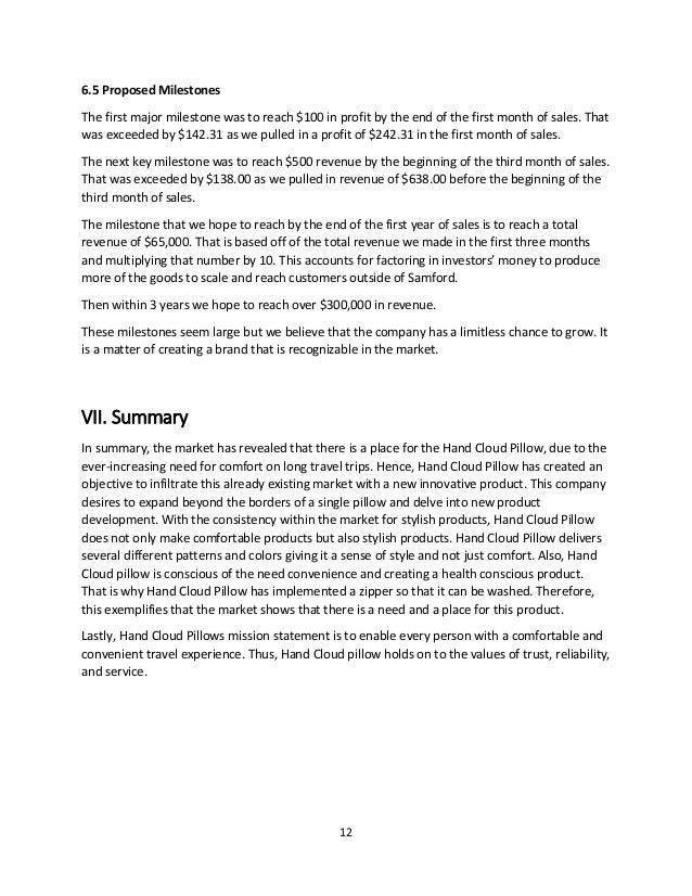 Business Plan Hand Cloud Pillow