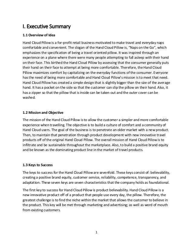 Business Plan Hand Cloud Pillow