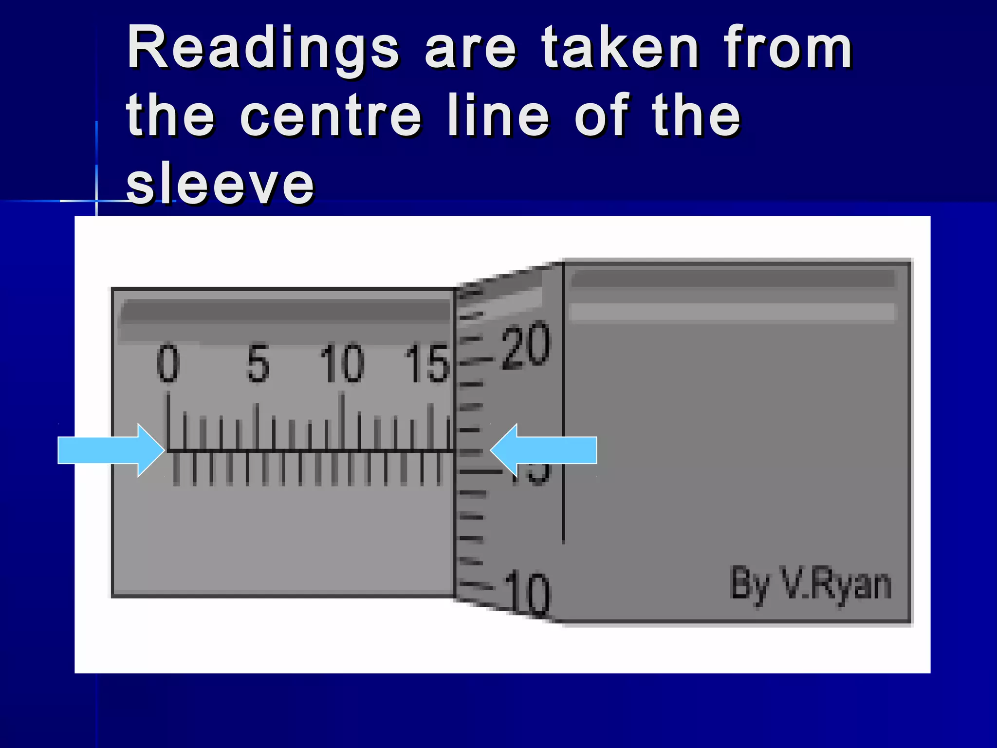 Readings are taken fromReadings are taken from
the centre line of thethe centre line of the
sleevesleeve
 