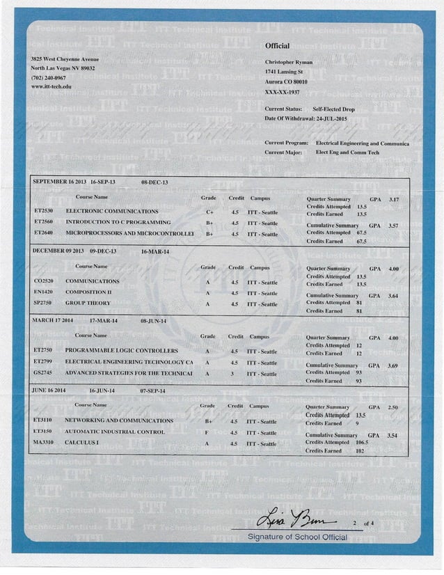 ITT Tech Transcripts