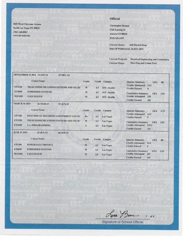 ITT Tech Transcripts