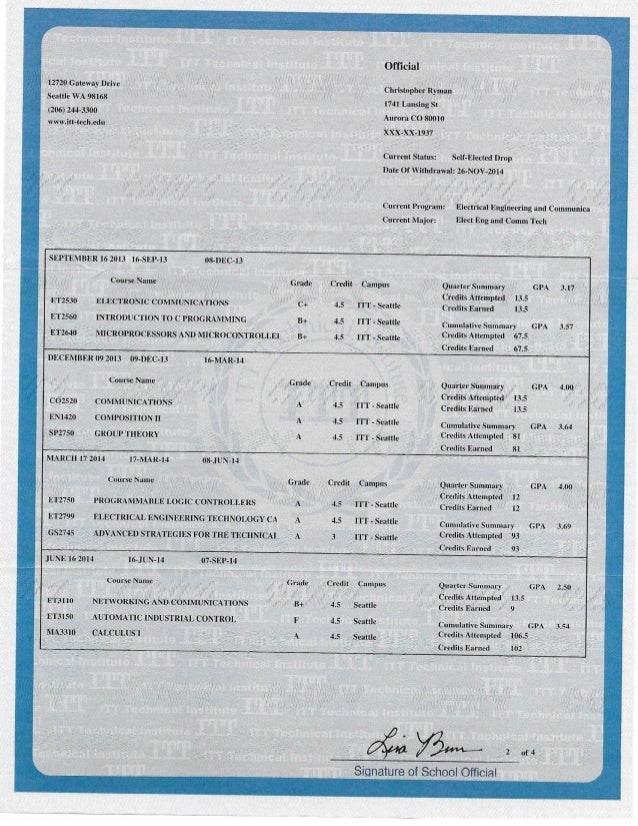 ITT Tech Transcripts