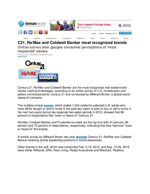 Inman News Century 21 Most Respected Brand in Real Estate