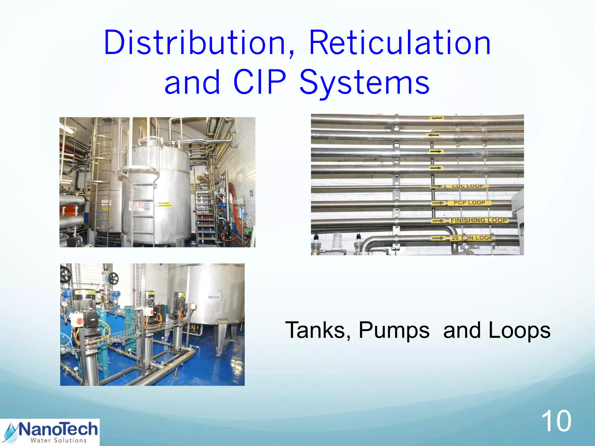Distribution, Reticulation
and CIP Systems
10
Tanks, Pumps and Loops
 