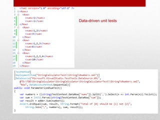 Data-driven unit tests
 