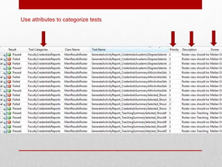 Use attributes to categorize tests
 