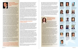 PURCHASE | 18 PURCHASE | 19
One idea never changed: the coexistence of the professional arts
and the liberal arts and sciences on one campus—an alliance per-
fectly illustrated by Professor Howard’s career, which reaches
beyond teaching legal studies and practicing law to include an
interest in film. His most recent book, Faces in the Mirror: Oscar
Micheaux  Spike Lee, chronicles the struggles of African
Americans in the film industry, and helped convince the continuing
education division to create an African American cinema course
that he now teaches.
According to Professor Howard, this core idea makes Purchase
unique, and attractive. “The Purchase idea is different in the sense
that you do have in close physical proximity, and therefore also, I
think, in academic and intellectual proximity, the professional arts
and the liberal arts. There’s an inherent tension in that. As a conse-
quence of that inherent tension, Purchase is ever becoming, and
perhaps will never be this particular one thing. That relationship
between the professional arts and the liberal arts and sciences has
to continually work itself out for the good of both. In essence, it
makes it a very exciting place to be,” Howard says, adding that the
tension hasn’t “prevented the school—both in terms of liberal arts
and sciences and the School of the Arts—from achieving world-
class recognition.”
That recognition encompasses inclusion in prestigious college-
ranking guides, a growing list of successful alumni, and an expanding
pool of talented faculty. Despite the state’s economy and other chal-
lenges, the college is building on those foundations and traditions.
STRATEGIC PLAN creates opportunity
to INVEST IN FACULTY
Purchase continues to capitalize on its initial investment in faculty
excellence—professional teaching artists and academics. “Whether
in the liberal arts and sciences or the visual and performing arts,
Purchase faculty are well-connected, accomplished professionals.
They are intellectually and creatively inspired, and dedicated
teachers,” notes Purchase College Provost Damian Fernandez.
“Our faculty are one of our great, if not our greatest, assets. We’ve
made a concerted effort to harness the value of faculty growth and
development as vital to enhancing campuswide academic excel-
lence and creativity.”
This faculty-building initiative is the outgrowth of a new five-year
strategic plan that highlights the college’s singular mission and
identifies its core strengths, according to Fernandez, who
cochaired the Strategic Planning Committee. “Purchase is unique
because the arts are everywhere. They’re not tangential. They’re
core to the mission. At Purchase, we pair the professional arts with
the liberal arts; they connect and intersect, and enhance each other.
The new plan articulates this mission and identifies ways to increase
synergy, showcase Purchase’s programs properly, and increase the
college’s physical, financial, and academic sustainability.”
The new strategic plan accompanies a recent restructuring of the
academic administration from eight deans to two: Ken Tabachnick
joined Purchase in July to lead the School of the Arts, and Suzanne
Kessler, a seasoned teacher and administrator, leads the School of
Liberal Arts and Sciences in addition to serving as vice provost for
academic affairs. The restructuring was a strategic decision:
despite the approximately 30 percent reduction in state support,
Purchase’s tradition of academic excellence would not be
compromised.
“Nationally, in response to the slow economy, colleges are asking,
‘What do we do now?’ But at Purchase we’ve been proactive and
creative—even bold,” Fernandez says.
Purchase College
Welcomes Ken Tabachnick
as Dean of the School of
the Arts
Among a handful of U.S. colleges and
universities (and unlike any other
school in the SUNY system), Purchase
College is home to world-class conservatory programs in the
visual and performing arts, collectively known as the School
of the Arts. These extremely selective, rigorous, professional
training programs provide a source of cultural stimulation,
creative energy, and an opportunity for expression across
academic divisions and throughout the campus community.
With a new dean at the helm, the School of the Arts is poised
to enter, with great momentum, a new and progressive era.
Just before the start of the fall (2010) semester, Ken
Tabachnick was selected to serve as dean of the School of the
Arts, overseeing conservatory programs in dance, music, and
theatre arts, as well as the School of Art+Design. Dean
Tabachnick’s extensive experience in the arts includes work as
an administrator, lighting designer, consultant, producer, and
legal counsel. He brings to Purchase an impressive profession-
al reputation and long-standing connections with prestigious
New York City arts networks. Most recently, he served as gen-
eral manager for the New York City Ballet, where he was
responsible for managing the largest dance organization in
the country, a position that included developing its long-term
strategy, cultivating relationships with trustees, and oversee-
ing a $60 million annual budget. With the development staff,
he was responsible for raising approximately $15 million
annually to support the New York City Ballet’s operations.
Prior to joining the New York City Ballet, Dean Tabachnick
practiced law, representing the unique interests of perform-
ers, designers, producers, authors, and filmmakers. As he has
done for more than 30 years, he continues to work as a light-
ing designer, and has illuminated prestigious companies,
including the Paris Opera Ballet, Martha Graham Dance
Company, New York City Opera, Pittsburgh Opera,
Philadelphia Drama Guild, and Second Stage. He has also
worked on television projects for National Geographic and Live
from Lincoln Center. Dean Tabachnick has collaborated with
renowned artists such as Philip Glass, Trisha Brown, Martha
Graham, Robert Wilson, and Stephen Petronio, receiving a
Bessie Award in 2005 for his work with Mr. Petronio. He is a
trustee of Dance/USA (where he is a member of the Executive
Committee and the Technology Committee, and chairs the
Audit Committee), Stephen Petronio Company, and the
Gilbert V. Hemsley Lighting Internship.
At an event for faculty this past fall, Dean Tabachnick deliv-
ered an eloquent talk on creativity as part of a program titled
“Creating the Creative Campus.” An excerpt follows. (The pre-
sentation, in its entirety, can be found at www.purchase.edu/
Departments/AcademicPrograms/arts/Tabachnick-
Remarks-8-24-10.aspx.)
“Creativity is not restricted solely to the arts, nor is it solely relegat-
ed to formal training. It can be messy, disorderly, and even poorly
articulated. In my experience as a designer, lawyer, arts manager,
fundraiser, teacher, and father, I have seen creativity in every area,
in every field. I am amazed at the richness of creativity I see in daily
life in large and small ways.”
Professional Transition
for Longtime Purchase
Administrator
After a quarter century with Purchase
College, Margaret Sullivan, formerly
vice president of external affairs and
development, announced in November
2010 that she had accepted the position of vice president
for institutional advancement at the National Academy
Foundation. The National Academy Foundation, founded and
chaired by Sanford I. Weil, is an organization that promotes
and encourages academic achievement among at-risk high
school students.
According to Purchase College President Thomas J. Schwarz,
“This is an exciting opportunity for Margaret to pursue her
interest in providing access to educational opportunities for
our nation’s neediest students. The National Academy
Foundation’s gain is Purchase’s loss: among Margaret’s many
accomplishments are the growth of the pooled endowment
supporting scholarships, faculty and academic programs, and
Board development; the School of the Arts galas; and the
Think Wide Open marketing campaign. Margaret has been a
dedicated and committed officer of our college.”
Sullivan joined Purchase in 1985 as director of sponsored
research. In 1991, she was promoted to vice president of
external affairs and development. In a message to the col-
lege community, Sullivan said, “While I am thrilled to start a
new chapter in my professional career at NAF, Purchase
College will hold a special place close to my heart. It is with
sincere appreciation that I acknowledge the exemplary work
of the trustees of three foundation boards and my faculty
and professional staff colleagues for what we have accom-
plished collectively in fundraising, marketing, sponsored
research, and alumni and community relations to make
Purchase College more visible and better funded.”
The search for a vice president for institutional advancement
is currently a high priority for the college.
Dean Tabachnick says the new faculty will further solidify the col-
lege’s reputation as a magnet for artistic talent. Notably this year,
scenic designers Santo Loquasto and Karl Eigsti are joining the
Conservatory of Theatre Arts as visiting artists within the B.F.A.
and M.F.A. design/technology programs.
Professor Eigsti, who briefly taught at Purchase in the early 1980s,
will teach scenic design to undergraduate seniors and graduate stu-
dents. His Broadway scenic design credits include the original pro-
ductions of Grease, Yentl, Knockout, Eubie!, Cold Storage, and
Accidental Death of an Anarchist, and his work has been featured in
exhibits and retrospectives around the country.
Professor Loquasto will lead an advanced scene-design seminar. His
career has included work with American Ballet Theatre and the Paul
Taylor Dance Company, and scenic and costume design credits for a
host of major theatrical productions, including That Championship
Season, Short Eyes, American Buffalo, Bent, Lost in Yonkers, The
Goodbye Girl, Grand Hotel, Ragtime, Fosse, Race, and Collected
Stories. He is the recipient of three Tony Awards and four Drama
Desk Awards.
Barbara Hauptman
Visiting Assistant Professor
of Arts Management
Appointed in 2009–10
MFA, Yale University
Diana Reinhard
Assistant Professor of
History
Appointed in 2009–10
PhD, Temple University
Joseph D. McKay
Assistant Professor of
New Media
Appointed in 2009–10
MFA, University of
California at Berkeley
Mary Alice Williams
Assistant Professor of
Journalism
Appointed in 2009–10
BA, Creighton University
Carmen Oquendo-Villar
Assistant Professor of
Cinema Studies
Appointed in 2010–11
PhD, Harvard University
Soyoung Yoon
Visiting Assistant Professor of Film
Appointed in 2009–10
PhD, Stanford University
Genevieve Hyacinthe
Assistant Professor of
Art History
Appointed in 2009–10
PhD, Harvard University
Christopher Robbins
Assistant Professor of
Art+Design (Sculpture)
Appointed in 2010–11
MFA, Rhode Island School
of Design
Gaura Narayan
Visiting Assistant Professor
of Literature
Appointed in 2009–10
PhD, Columbia University
Wallie Wolfgruber
Associate Professor of
Dance and Director,
Conservatory of Dance
Appointed in 2010–11
MFA, New York
University
Jason A. Pine
Assistant Professor of Media,
Society, and the Arts
Appointed in 2010–11
PhD, University of Texas
at Austin
Julian Kreimer
Assistant Professor of
Art+Design (Painting/Drawing)
Appointed in 2009–10
MFA, Rhode Island School
of Design
Andrew Salomon
Assistant Professor of
Journalism
Appointed in 2009–10
MS, Columbia University
Graduate School of Journalism
Marisa Olson
Assistant Professor of
New Media
Appointed in 2009–10
MA, CPhil, University of
California at Berkeley
Anita Yavich
Assistant Professor of Theatre
Design/Stage Technology
(Costume Design)
Appointed in 2009–10
MFA, Yale University
Lorraine Plourde
Lecturer in Anthropology
and Media, Society, and
the Arts
Appointed in 2009–10
PhD, Columbia University
 
