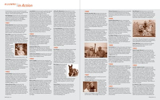 A L U M N I
in Action
United States. It is now one of the five nomi-
nees for the 2010 Eisner Award, considered the
“Oscars” of the comic-book industry.
Paul Spillenger (literature) was nominated for
two primetime Emmys for writing and produc-
ing the U.S. version of the 11-part BBC/
Discovery Channel series Life, the highest-
rated program in Discovery history.
1981
Stacey Donovan (literature) has been working
on the 40th anniversary edition of the ground-
breaking young-adult novel I’ll Get There. It
Better Be Worth the Trip, by the late John
Donovan, this fall. It’s one of the many book
projects in which Stacey, John’s niece, has
been involved. www.donovanedits.com.
Gary Golio (visual arts) is the author of three
books for children: JIMI: Sounds Like a
Rainbow—A Story of the Young Jimi Hendrix
(Clarion/Houghton Mifflin Harcourt, published
in 2010), When Bob Met Woody—The Story of
the Young Bob Dylan (Little, Brown, coming this
spring), and Spirit Seeker: The Musical Journey
of John Coltrane
(Clarion/
Houghton Mifflin
Harcourt, due out
in the fall of
2011). Gary is a
clinical social
worker/psycho-
therapist and fine
artist, and lives in
the Hudson Valley
with his wife, author Susanna Reich (NYU ’76).
Linda Stern (visual arts) won the Surdna Arts
Teachers’ Fellowship for Bronx High School for
the Visual Arts, where she has taught for six
years. Linda plans to invest the fellowship
funds to immerse herself in the artists’ commu-
nity at the Split Rock Arts Program in
Minnesota, exploring digital textile design and
photography techniques that will help her
develop a new body of work.
1982
Lisa di Liberto (visual arts) lives in Brooklyn
with her family. She has been working as a
graphic designer and is currently enrolled in a
graduate program at NYU for digital imaging
and design. A blogger in her spare time, she
created urbanseashell, a collection promoting
independent artists, businesses, and events.
lisadiliberto@nyc.rr.com.
Helene Eisman Fisher (literature) is the
cofounder and president of Say Ah!, Inc., a
nonprofit organization dedicated to helping
people understand health and medical infor-
mation by improving communication between
patients and healthcare providers (www.just-
sayah.org). Helene is also a writer, and recently
completed a film script for Sarah Green Film
Productions.
Laura Rónai (music) pursued a graduate degree
at the City University of New York, and was
awarded the Rosa Riegelman Heintz
Scholarship in Music. She returned to her
homeland, Brazil, in 1984, and has been teach-
ing and making her instrument (the flute) bet-
ter known through concerts, courses, and lec-
tures all over the country. She has performed
in Europe and the United States, and has been
invited to teach master classes in various insti-
tutions around the world. Rónai has worked as
a translator and concert producer. She
received a doctoral degree from the
Universidade Federal do Estado do Rio de
Janeiro, where she is a tenured professor. She
also currently writes CD reviews for Fanfare
magazine and Early Music America.
1983
Arlin (Bob) Geyer (philosophy) just received
his M.F.A. degree in photography from the
Academy of Art in San Francisco. He complet-
ed the program online in five years. He is
now a half-time faculty member in the art
department of Warren Wilson College in
Asheville, NC, teaching digital media.
www.RLGeyer.com.
Stephanie Wilner Kay (visual arts) married
Bryan Kay ’91. They have one son, Zachary,
who is 9 years old. She is living in northwestern
Connecticut, where she continues her painting
and drawing.
Judith Graves Werben (language and culture) is
now living in Greenwich, CT, is a great-grand-
mother, and is happily retired.
1984
Linus Coraggio (visual arts) has recently had
two woodcut books purchased by MOMA. One
is a 20-page autobiographical cast-paper book,
made during his senior year at Purchase under
the discerning eye of the gruff Antonio
Frasconi. The second is a 22-page compilation
of images of Linus’ welded abstract sculptures
from 1985 to 2010, which was dedicated to
Prof. Frasconi. Coraggio attended the
Purchase Alumni BBQ last summer, using the
occasion to propose to an old Purchase flame.
The wedding ceremony will be held next year
in Costa Rica, where Linus maintains an
eco-farm and art studio. linuscoraggio
@verizon.net.
Mark London (design/tech) is currently design-
ing energy-efficient lighting systems for new
broadcast facilities at Lighting Design. The
group has completed projects for WNYC,
WNET, Bloomberg, and Reuters, and is cur-
rently designing new low-power lighting sys-
tems for MTV and multiple studios in Abu
Dhabi. Bob Usdin (design/tech ’84) invited
Mark to participate in the Green Technologies
Forum, sponsored by Showman Fabricators, at
last year’s Live Design Industry conference in
Las Vegas.
Jeffrey M. Markowitz (design/tech) is a free-
lance production supervisor and stage manag-
er for live entertainment, serving as general
manager for Cirque Eloize’s Rain, supervising
projects such as Columbia Artists Management
Inc.’s Lord of the Rings—Live to Projection (a
project including music from the films with live
orchestra/choir/soloists, while the movie is
screened in high definition on a giant screen),
and IMG’s Stars on Ice show worldwide, and
stage managing events for the Clinton Global
Initiative, the Rio 2016 Summer Olympics bid,
and a multitude of corporate theater shows.
Dr. David Mednick (psychology) received an
M.S. degree from Albert Einstein College of
Medicine and a Psy.D. in clinical psychology
from Yeshiva University’s Ferkauf Graduate
School of Psychology. He now runs Mednick
Psychological Consulting  Clinical Services in
Englewood, NJ. His firm’s work includes con-
sulting, training, and holding workshops for
educational institutions, corporate businesses,
and private small businesses on a variety of
mental health issues, as well as cognitive reme-
diation and cognitive-behavioral therapy for
individual patients. www.nationalregister.org/
David_Mednick.html.
1985
Evan Bowers (music) is a freelance opera singer
who is making his Teatro Colon debut in
Argentina in Erich Korngold’s Violanta and
Alexander von Zemlinsky’s Florence Tragedy.
He has recently been singing in Paris, Berlin,
Dresden, Copenhagen, and Helsinki, and will
make his Chicago Lyric Opera debut in 2011 in
The Tales of Hoffmann. His wife, Beth Dorsett
’85, travels with him when possible. Their
daughter, Sara, is a senior at Chicago College
of the Performing Arts and is a violin major.
Risa Hoag (political science)
is a marketing consultant.
She recently earned a pro-
fessional certificate in
Internet marketing from
Inbound Marketing. Hoag
continues to participate in
dressage competitions
around the tri-state area.
She has been riding horses
for 30 years, since her days
at the riding stable neighboring the Purchase
College campus. She is married and has two
girls; her older daughter is a senior in high
school.
Gloria Owens (visual arts) is cultivating her
freelance graphic design business, Fish Cat
Design, while exploring personal artwork.
Two of her photographic creations,
Mandalas and Contemplative Collages, were
exhibited this summer at Shibori (a new Eileen
Fisher boutique) in Westhampton Beach, NY,
and at Eclectic Essex in Essex, CT.
www.fishcatdesign.net.
PURCHASE | 24
1986
Deirdre Imershein Haj (acting) is the new exec-
utive director of the Full Frame Documentary
Film Festival. Full Frame was the first documen-
tary-only festival in the U.S., and was just
named by Indiewire as one of the 50 top such
gatherings in the world. The festival occurs
every April in Durham, NC. Full Frame will fea-
ture an outdoor screening series this summer
on sustainability, sponsored by Burt’s Bees. Haj
is married to Joseph Haj, the producing artistic
director of the PlayMakers Repertory
Company.
Jeff Rumpf (environmental science) is executive
director of Clearwater, the environmental
movement initiated by Pete Seeger in 1966 to
protect the Hudson River. Rumpf received his
M.S.Ed. degree in environmental education
from the University of Northern Illinois.
Growing up in Nyack, a self-proclaimed Pete
Seeger–loving “Hudson River Rat,” Rumpf was
steeped in the nature, culture, and spirit of the
Hudson. He has more than 20 years of experi-
ence in the outdoor education and youth devel-
opment fields. In 2000 he founded YMCA Camp
Combe in Putnam Valley, NY. From 2002 to
2006 he ran “Little Heroes” camp programs for
the children of 9/11, including an organic farm
and an adventure camp, recently featured on
the Learning Channel. His son, Walker, looks
forward to taking his cause-music training with
Pete Seeger and Clearwater, and applying to
the Conservatory of Music at Purchase.
1987
Ann Clifford (sociology) is working as a print
buyer for Condé Nast.
Cynthia Leigh Heim (dance) has been singing
with Florence
Henderson in her
autobiographical
cabaret show, All
the Lives of Me.
They have played
the Rrazz Room in
San Francisco, the
legendary Magic
Castle in Los Angeles, and locally at Joe’s Pub
and Feinstein’s. MsCinzia@ix.netcom.com.
Fabrice Kenwood (design/tech) was nominated
for her seventh Daytime Emmy for best art
direction in a daytime drama series (The Bold
and the Beautiful) and will find out on June 26 if
she won.
1988
Paulette Beauchamp (dance), listed among
Dance magazine’s “25 to Watch” of 2004, has
concentrated on Flamenco and Kathak (classical
dance of North India) dance forms, and was
recently invited to perform a principal role in
the Kathak version of the epic tale The
Ramayana presented at the Metropolitan
Museum of New York (staged and choreo-
graphed by Pandit Narayana Charka). Paulette
is also the director of her own company,
Danzactiva, in San Juan, PR.
Dr. Robert Ilowite (biology), a practicing der-
matologist in Hillsborough, NJ, had his original
research article, “The Identification and
Treatment of Subclinical Sun Damage with
5-Flurouricil Cream: A Small Prospective
Study,” published in the June 2010 edition of
Cosmetic Dermatology.
1989
Liz Carnahan (art history) has been working as a
full-time, permanent legal proofreader at the
law firm of Cummings  Lockwood in Stamford,
CT, since February 2009. When not at the law
firm, she is photographing, designing jewelry,
and doing traditional silversmithing. elizliz-
ard@hotmail.com.
Robin Gunther (literature) was recently granted
tenure and promoted to associate professor of
English in the language and literature depart-
ment of Huntingdon College, in Montgomery,
AL. rgunther@huntingdon.edu.
1990
Linda Larson (dance) graduated in 2008 from
the University of North Carolina at Wilmington
with a B.S. in biology and chemistry. She was
offered a full scholarship and teaching/
research assistant position at UNCW, and is
about to finish her master’s degree in chemis-
try. She is an instructor and mentor for a local
nonprofit group called the Dance Cooperative,
and continues to choreograph and perform.
Most recently, she collaborated with an all-
percussion ensemble from NYC called M’Boom,
structuring choreography to be performed
with the live musicians. Larson gives a big
shout out” to Kevin Wynn and thanks him for
making movement magic.	
1991
Todd Baker (acting) is currently writing for a
Discovery: ID show, Wicked Attraction. He is
also a producer for Howard Stern on Demand
(Howard TV), and has recently begun course-
work at Columbia University’s Graduate School
of Journalism.
Dani Michaeli (film) learned to write for the
screen while at Purchase, and made several
short films. He also developed a distinctive ani-
mated style, crediting encouragement from his
professors and fellow students. It all paid off
years later when he landed a writing job on
South Park. This was followed by a writing posi-
tion on SpongeBob SquarePants at Nickelodeon,
where Michaeli can still be found today.
Debra Whitman (music) continues to support
herself as a professional musician. www.
Debrawhitmanmusic.com.
1992
Rachel Cooper Barnard (music) has been an
adjunct professor in voice for the past eight
years at Oklahoma City University, where she
received her master of music degree in vocal
performance. She also works in music ministries
for children and families at St. Luke’s United
Methodist Church, and lives with her husband,
Tim, and kids Cooper (7) and Erin (6) in
Edmond, OK. Cooper is mildly autistic, so the
Barnard family members are big special-needs
advocates. rbarnard@okcu.edu.
1993
Jennifer Goldman Carden (visual arts) is the
founder of Dirt to Dine, a weeklong summer
camp bridging farming, gardening, and cooking
experiences in a dynamic, hands-on, youth-
driven environment. The camp brings young
epicureans’ enthusiasm for all things cooking
back to the source of the ingredients: land, soil,
seeds, animals, plants, and more. Last summer,
First Lady Michelle Obama invited Carden,
along with a lineup of other chefs (including
top celebrities), to a special White House
event, kicking off the national “Chefs Move to
Schools” program.
Dr. Helene R. Tyler (mathematics) earned her
Ph.D. in mathematics from Syracuse University
in 2002, and is currently a tenured member of
the faculty at Manhattan College. She spent
five years coordinating the college’s Honors
Enrichment Program. In December 2009, she
served as a volunteer visiting lecturer at the
Royal University of Phnom Penh, Cambodia,
which was sponsored and coordinated by the
PURCHASE | 25
Cynthia Leigh Heim with
Florence Henderson
Risa and Mia
Pete Seeger with Jeff Rumpf
 