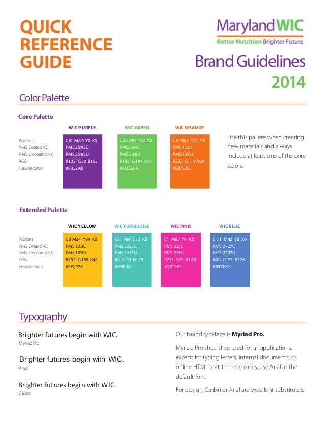 maryland wic brand guidelines quick reference guide quick reference guide