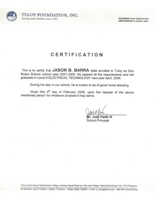 Eletrical Certificate