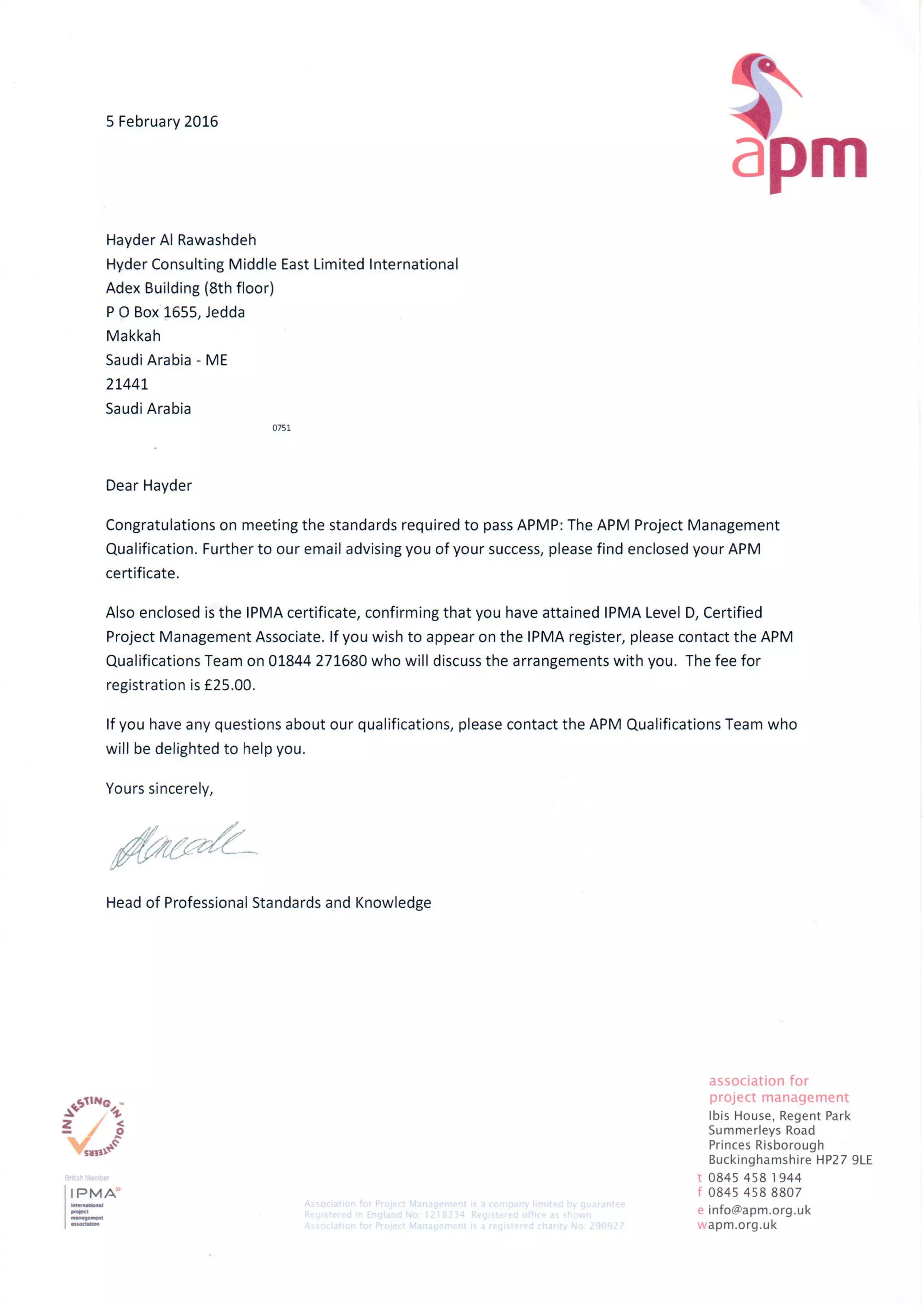 APM Project Management Qualification Certificates (2)