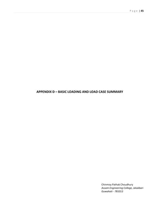 P a g e | 45
Chinmoy Pathak Choudhury
Assam Engineering College, Jalukbari
Guwahati - 781013
APPENDIX D – BASIC LOADING AND LOAD CASE SUMMARY
 