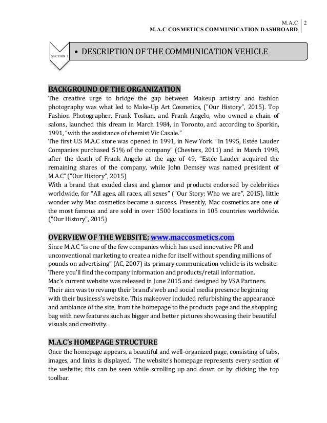 mac cosmetics resume